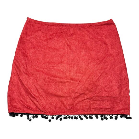Altar'd State | Women | Vermillion Sueded Floral Pom Pom Mini Skirt | Medium - Picture 6 of 14